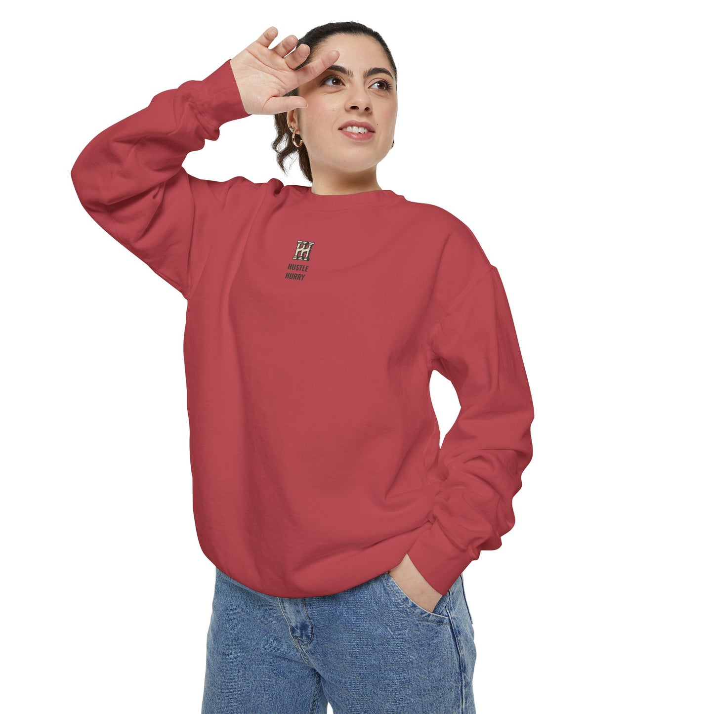 HUSTLE HURRY Sweatshirt, Cozy Garment-Dyed Sweater