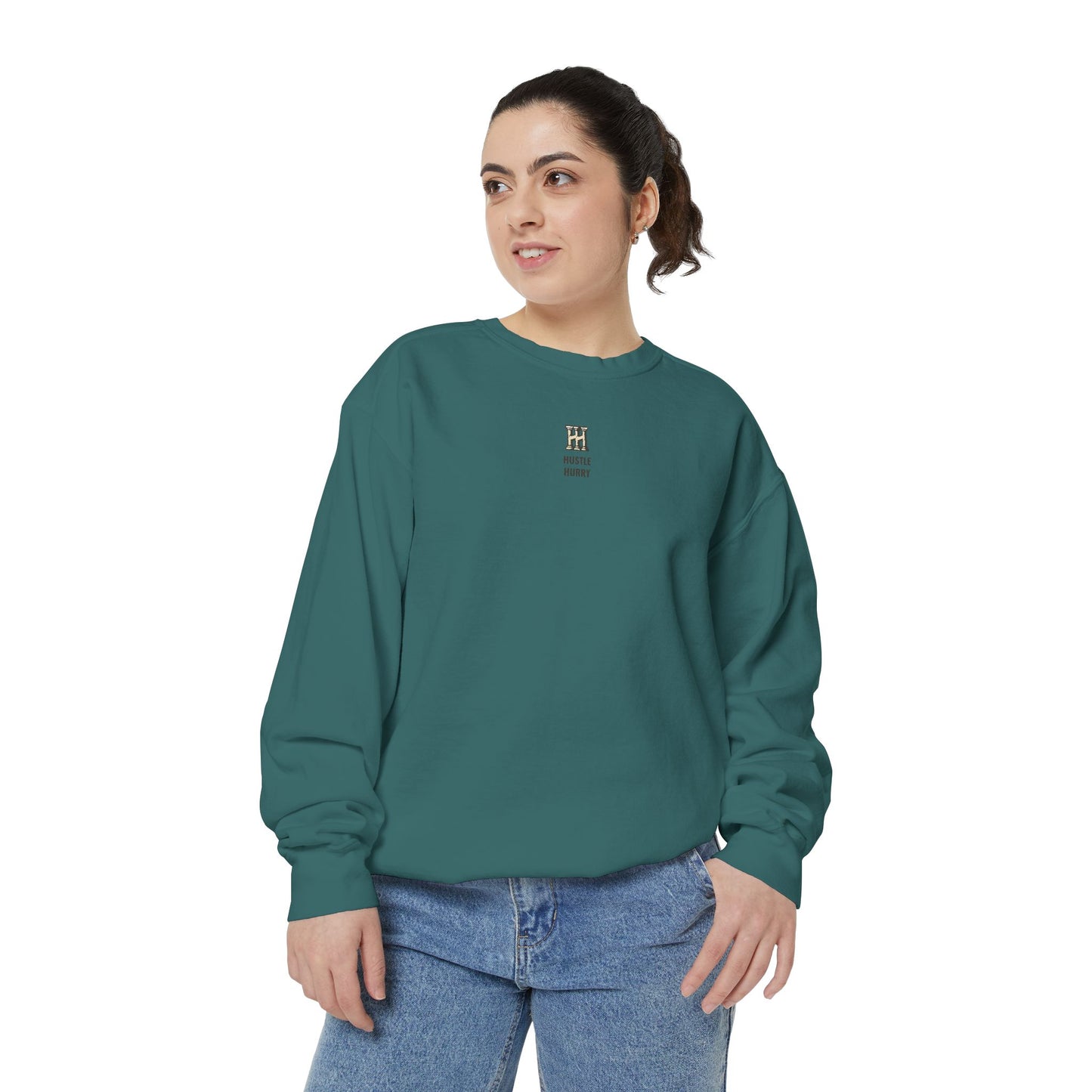 HUSTLE HURRY Sweatshirt, Cozy Garment-Dyed Sweater