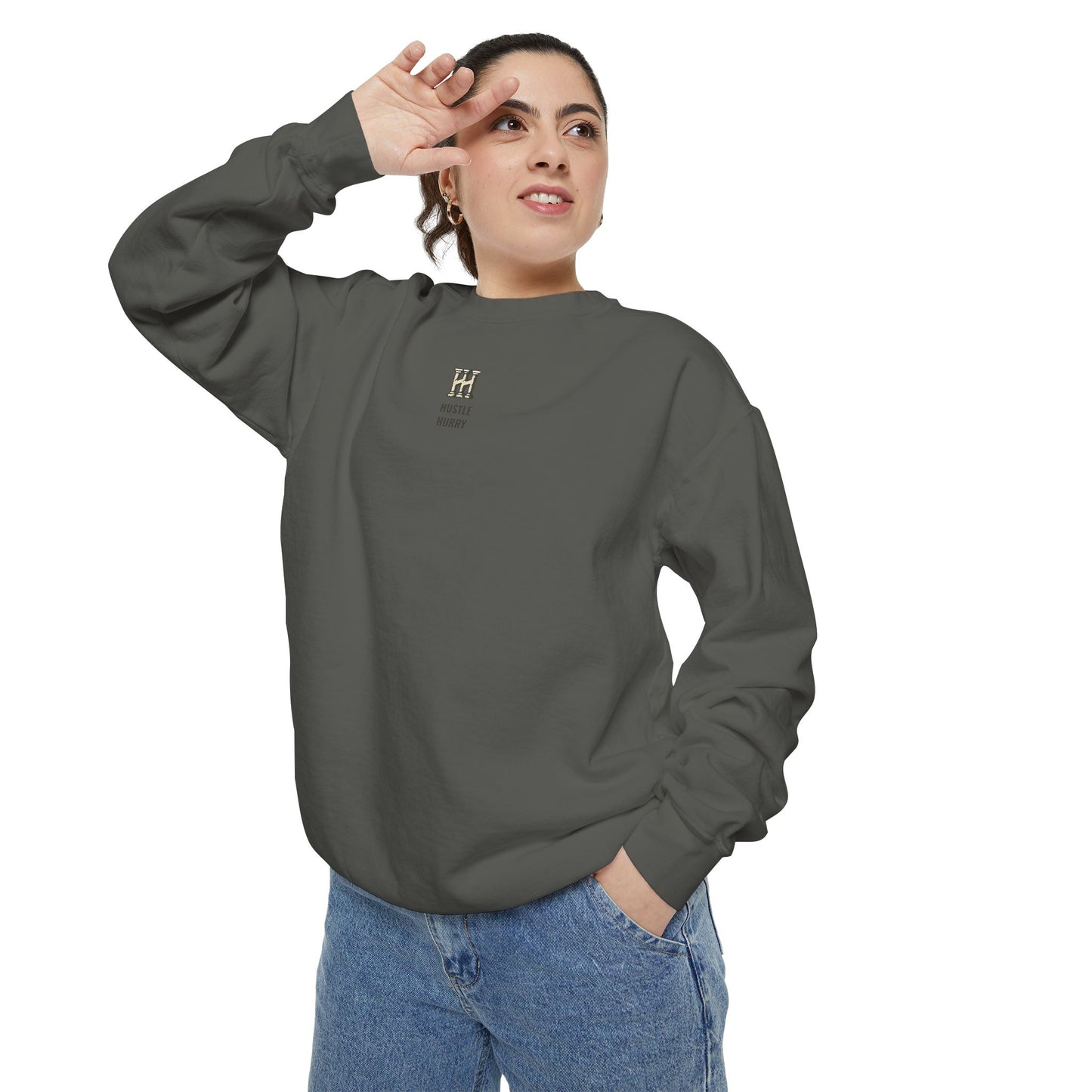 HUSTLE HURRY Sweatshirt, Cozy Garment-Dyed Sweater