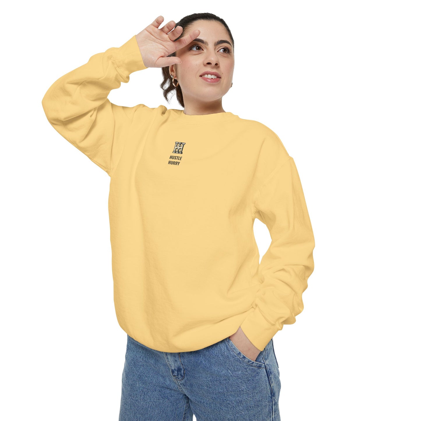 HUSTLE HURRY Sweatshirt, Cozy Garment-Dyed Sweater
