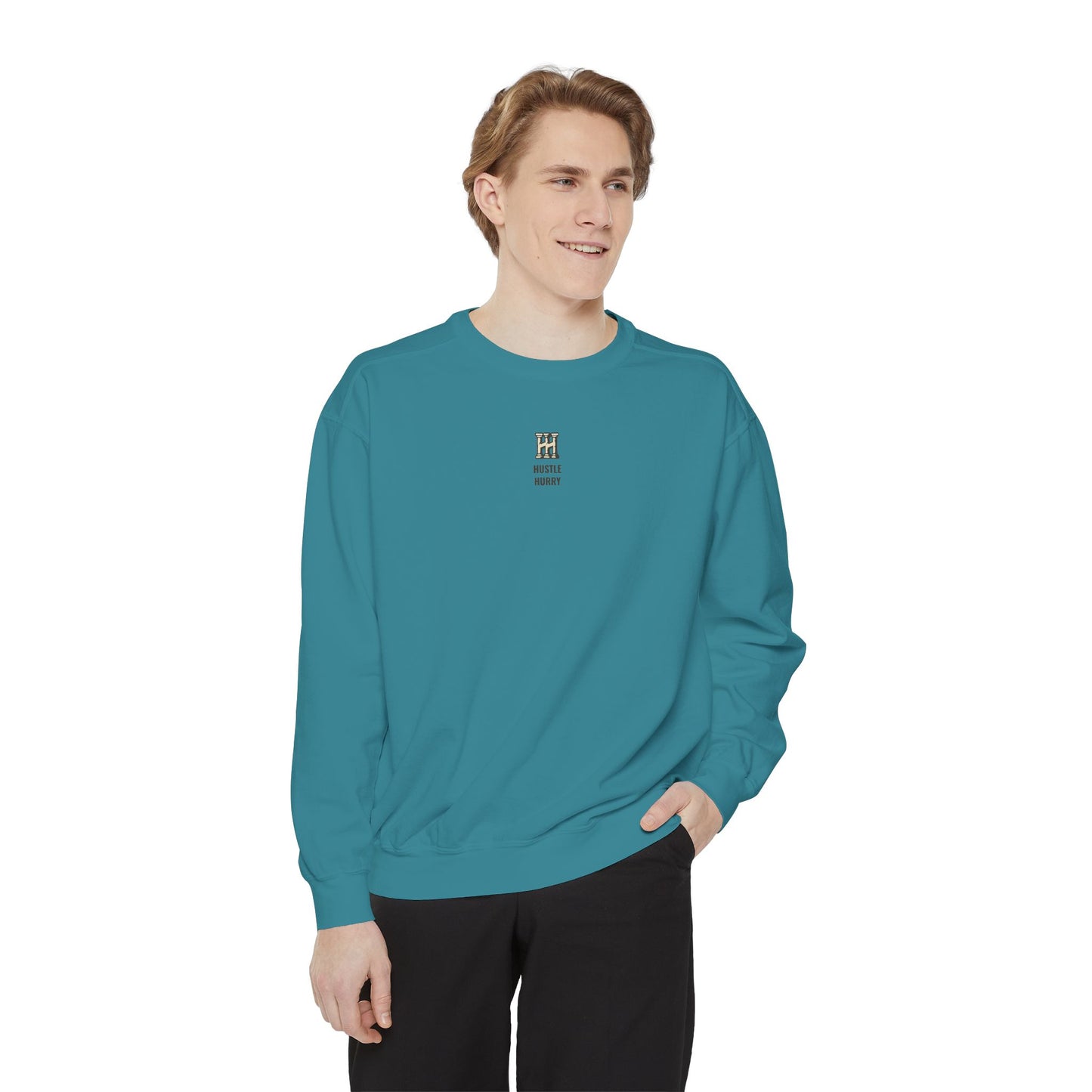 HUSTLE HURRY Sweatshirt, Cozy Garment-Dyed Sweater