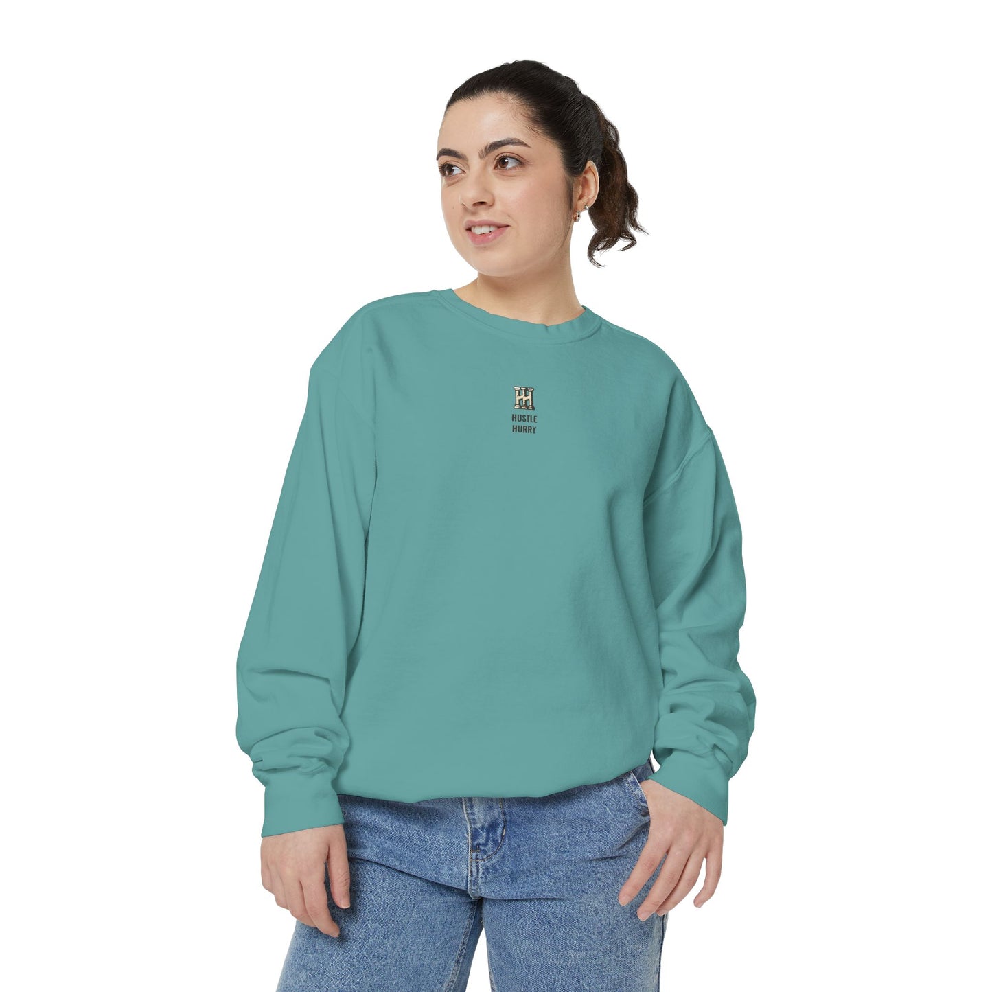 HUSTLE HURRY Sweatshirt, Cozy Garment-Dyed Sweater