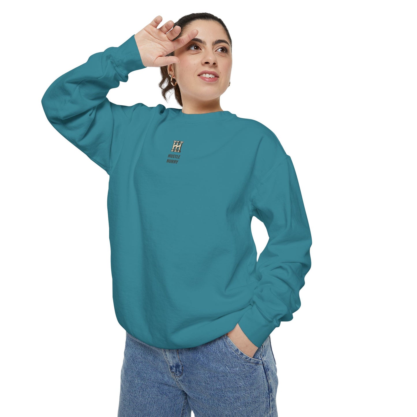 HUSTLE HURRY Sweatshirt, Cozy Garment-Dyed Sweater