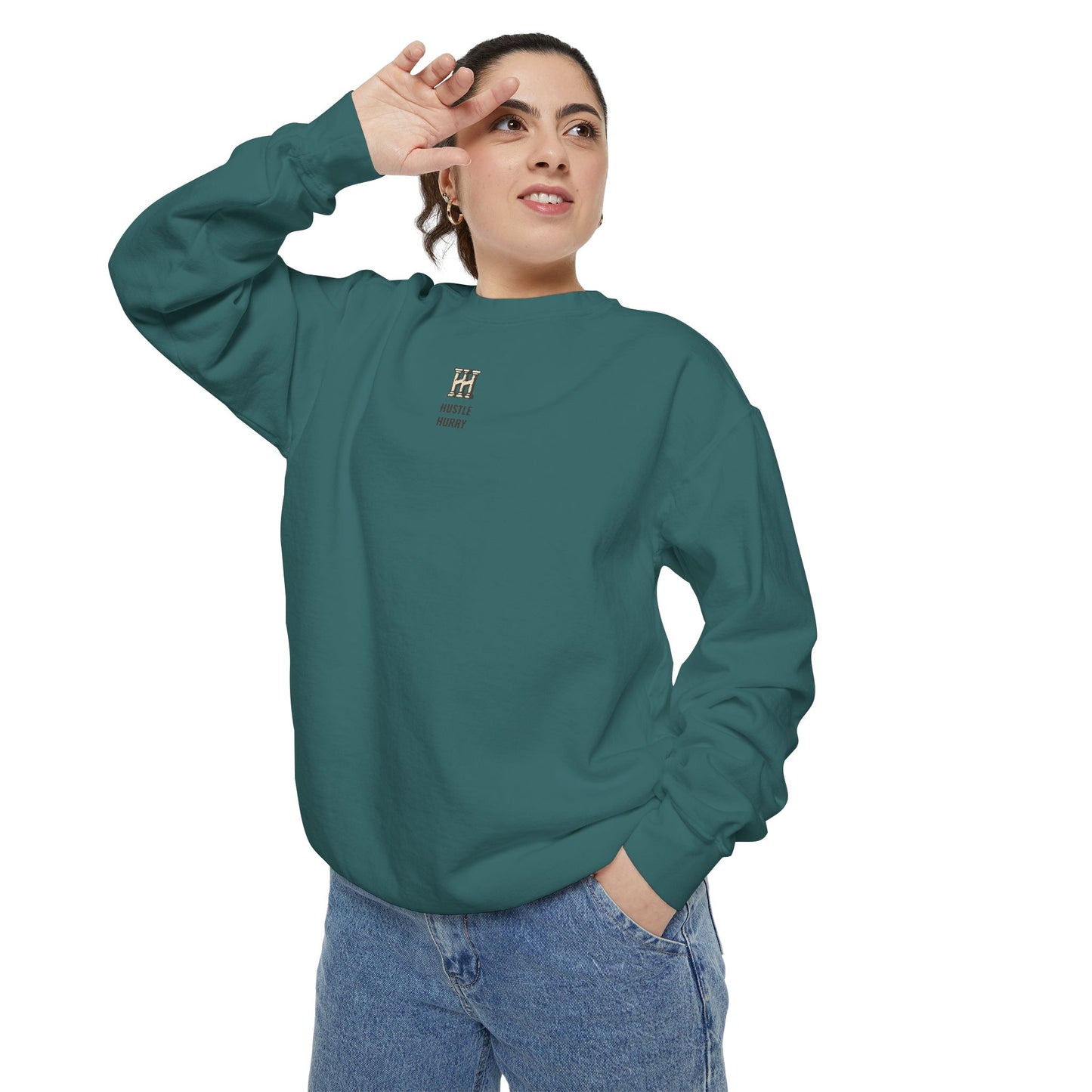 HUSTLE HURRY Sweatshirt, Cozy Garment-Dyed Sweater